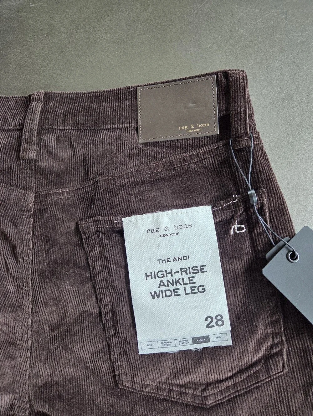 Rag & Bone Brown Andi Ankle Wide Leg Corduroy Pants Size 28 NWT Academia